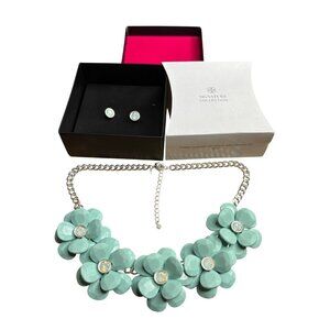 Avon Spring Flowers Necklace & Earring Set Mint Green Signature Collection